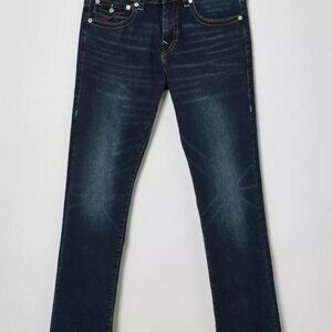 True Religion Men's Blue Ricky Five-Pocket Dark Wash Straight Jeans Size 40